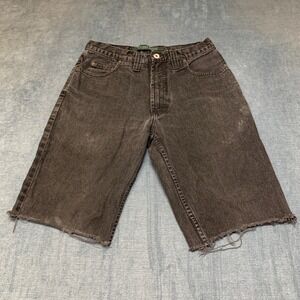 Evergreen Bermuda Shorts Men 32 Black Denim Cotton Streetwear Loose Fit Straight